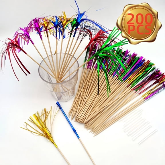 Foil Frill Cupcake Toppers Toothpicks for Party Cakes and Holiday Decor, 200PCS