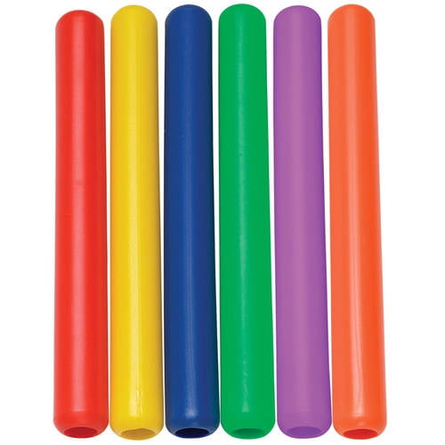 Sportime Beginner Relay Batons, 11-1/2 Inches, Assorted Colors, Set of 6 - 1478836