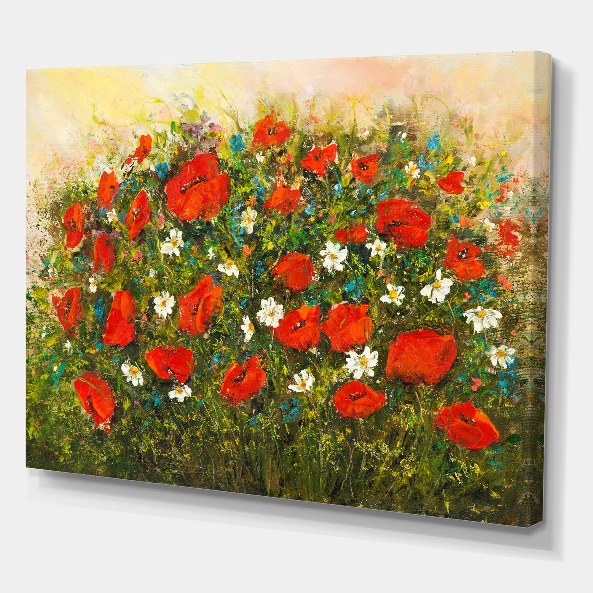 Designart ' The Fields of Red Wildflowers ' Traditional Canvas Wall Art Print