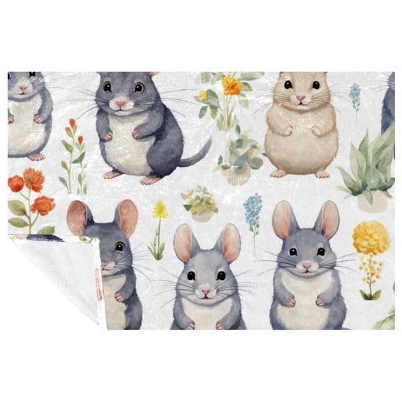 Chinchilla Soft and Warm Microfiber Throw Blanket - Printed Lightweight Blanket for Sofa, Bed, Couch, Office, and Camping