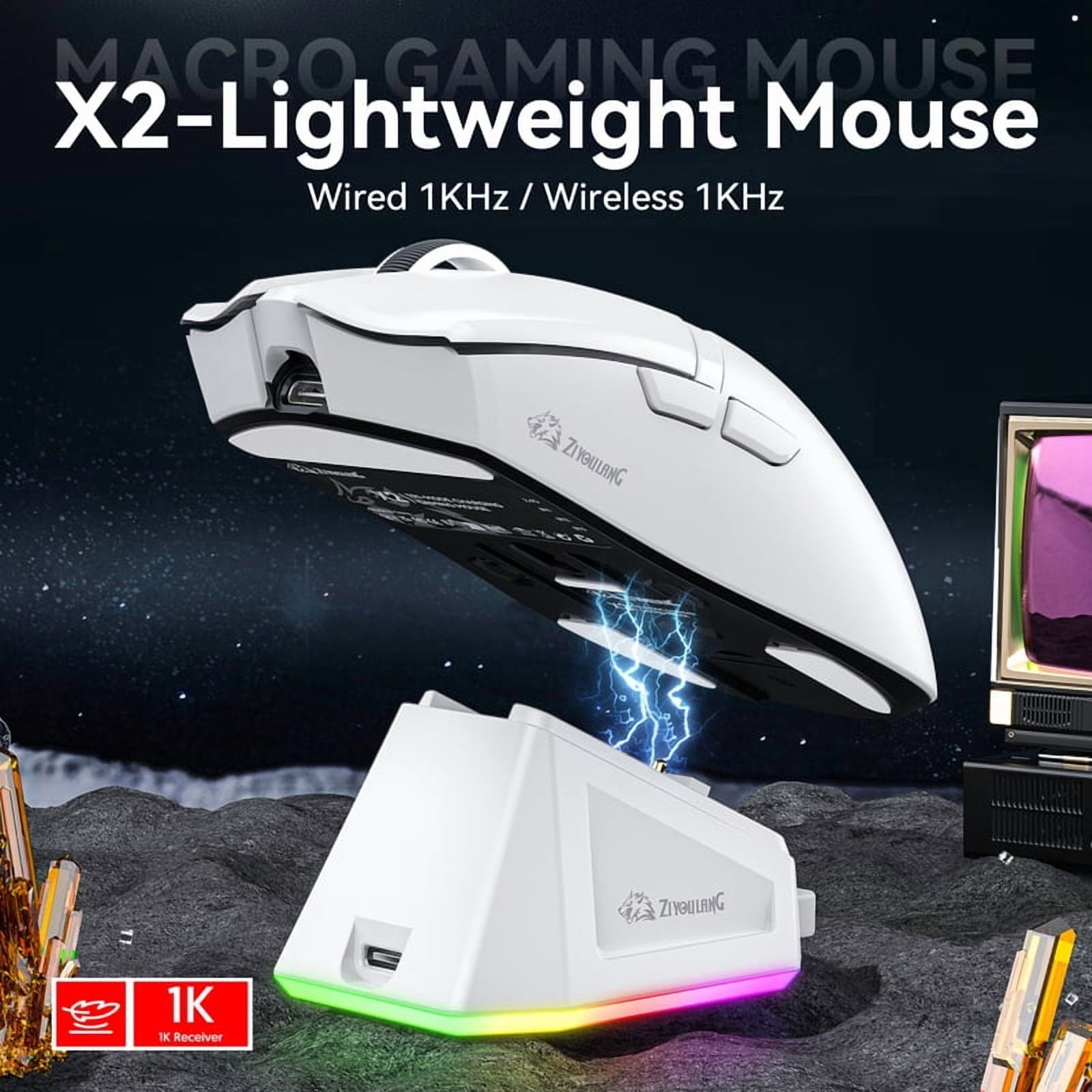 X2 Gaming Mouse Wireless RGB Magnetic Charger,24000DPI,1K Return Ziyoulang Bluetooth Tri-Mode Connection,PAW3311 MacroGame Mouse