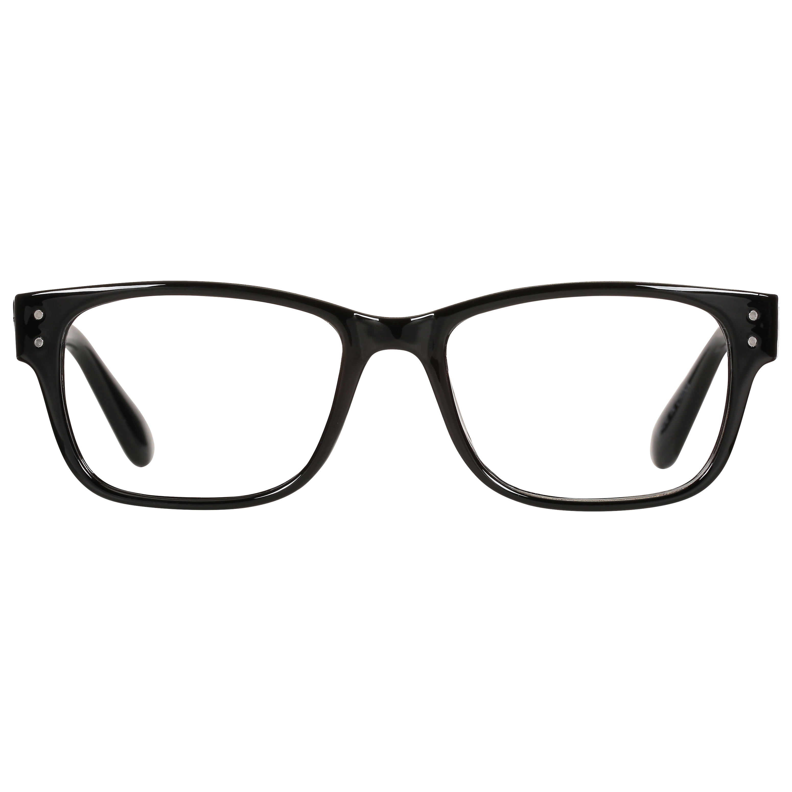 (2 pack) M+ Mens Square Plastic Reading Glasses 1.50 Oliver in Classic Black