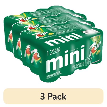 (3 pack) 7UP Lemon Lime, Soda Pop, 8 fl oz, 12 Pack Can, Allergens Free, Soft Drink