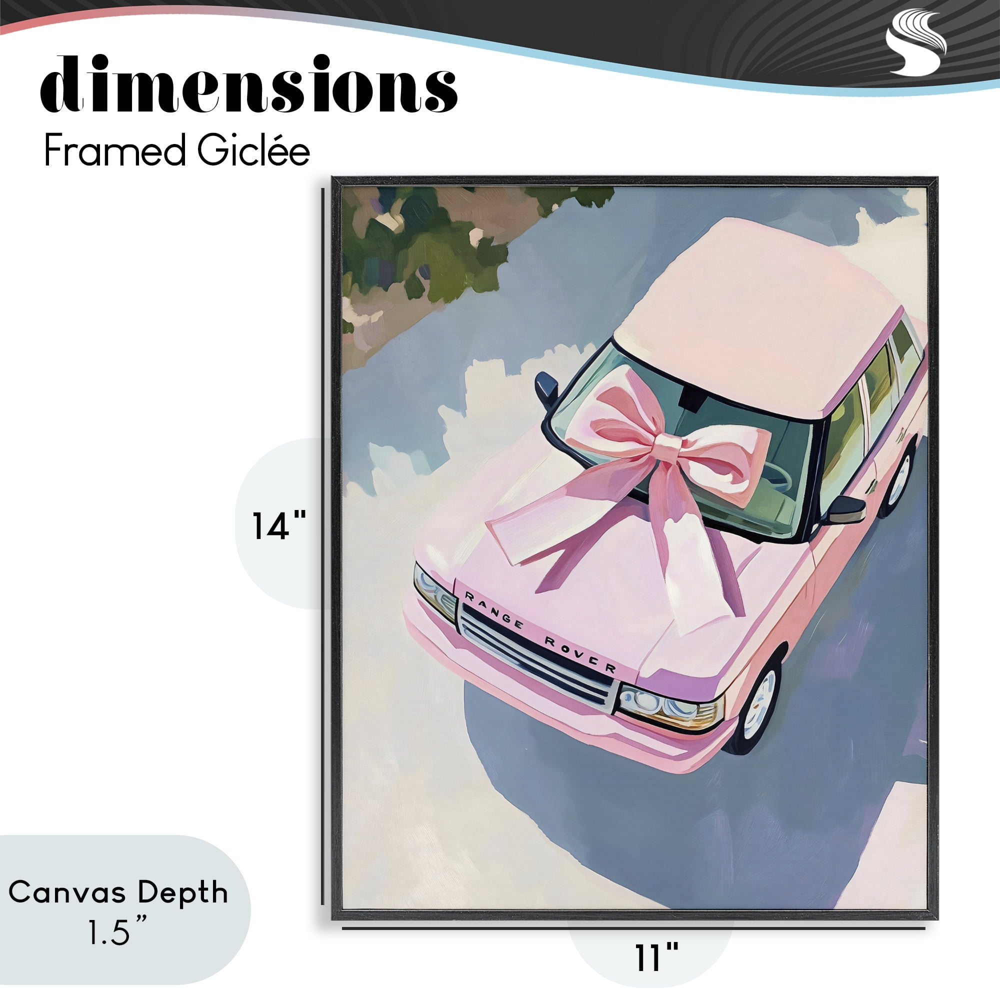 Stupell Industries Pink Luxury Rover with Ribbon Black Framed Giclee Art, design by The Prints Vibe