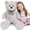 gray-teddy, variant on MorisMos 39in Large Blue Teddy Bear Stuffed Animal, Big Soft Curly Plush Bear with Classic Plaid Bow