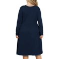 thumbnail image 2 of Mengpipi Womens's Plus Size Casual Long Sleeves Dress Crew Neck Loose Midi Dress with Pockets, 2X-5X, 2 of 8