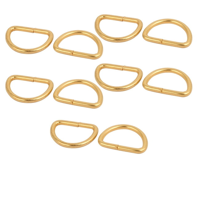 16mm Inner Width Iron Half Round Non Welded D Ring Gold Tone 10pcs