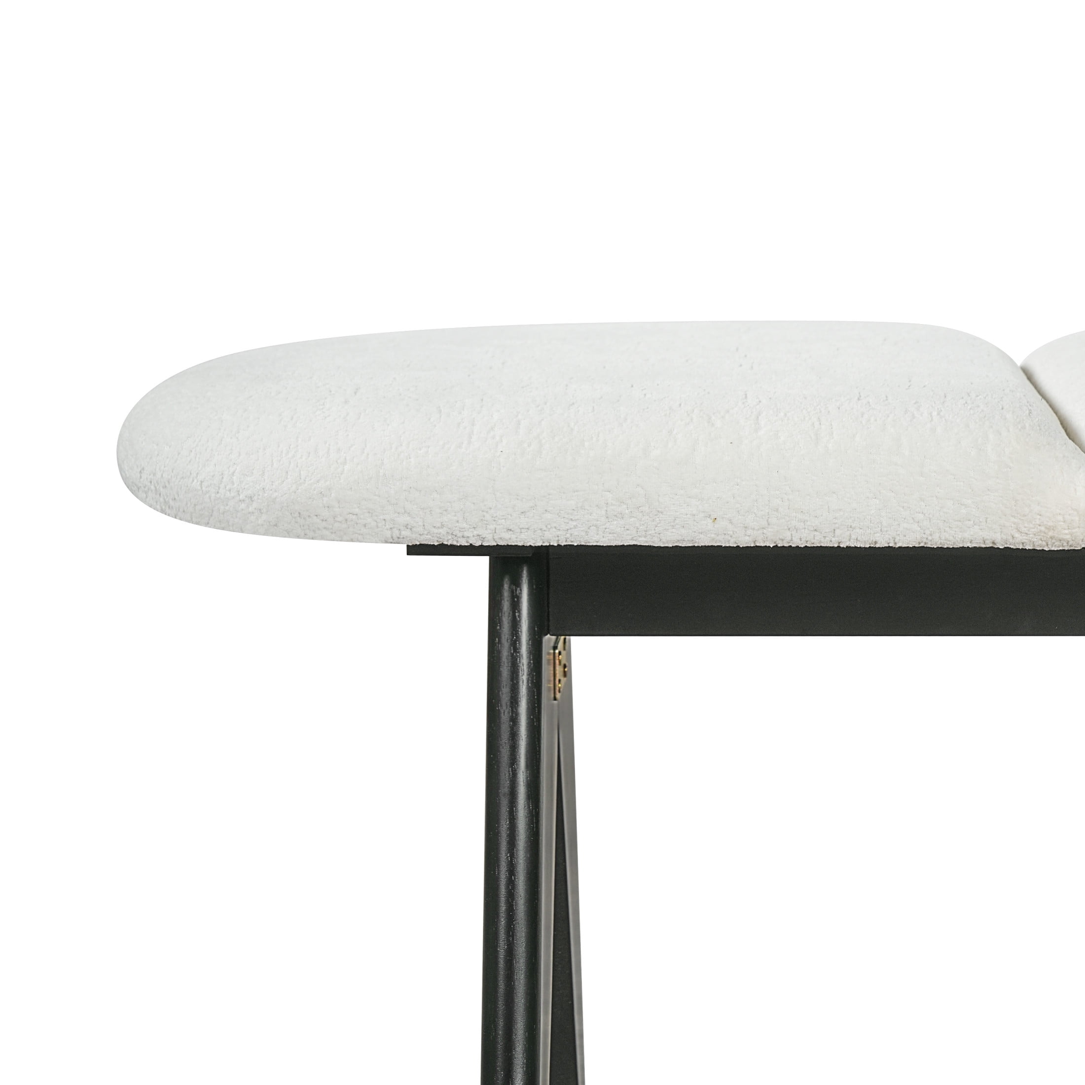 Christopher Knight Home 53" Modern Upholstered Entryway Bench with Black Wood Legs, White