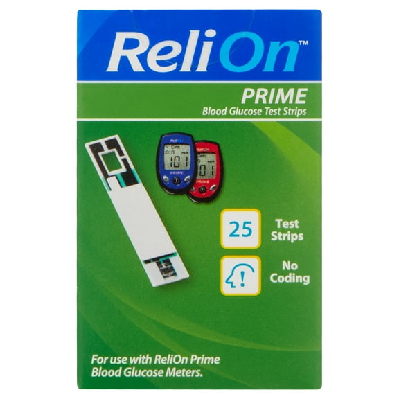 ReliOn Prime Blood Glucose Test Strips, 25 Count