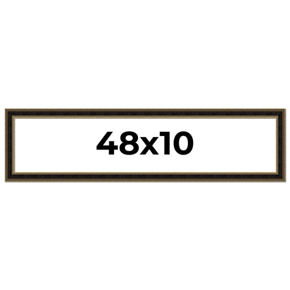 48x10 Frame Gold Antique Vintage Sold Wood Picture Frame | 1.75 Inch Moulding Width | Interior