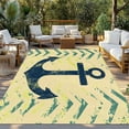 thumbnail image 3 of Fsddascl Anchor Nautical Outdoor Rug for Patio/Deck/Porch, Non-Slip Large Area Rug 4 x 6 Ft, Green Yellow Wave Stripe Retro Indoor Outdoor Rugs Washable Area Rugs, Reversible Camping Rug Carpet, 3 of 5