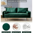 thumbnail image 5 of Velvet Fabric Couch, 2 Small Pillows, Modern Loveseat Sofa Twin Size Contemporary Sofas for Living Room & Bedroom (71"Green), 5 of 10