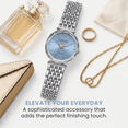 thumbnail image 6 of ELLEN TRACY Diamond Collection Women’s Silver Bracelet Watch – Light Blue Round Dial, 6 of 7