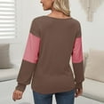 thumbnail image 2 of ZUKMRJPC Women's Long Sleeve Shirts V-Neck Patchwork Color Block Cotton Soft T-Shirts Casual Lightweight Regular Fit Pullover Tops, 2 of 3
