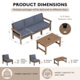 thumbnail image 2 of KINGYES 4 Piece HDPE Patio Furniture Set, All Weather Outdoor Modular Sectional Sofa Set, Patio Conversation Set for Backyard, Deck, Poolside, Brown Frame with Grey Cushions, 2 of 5