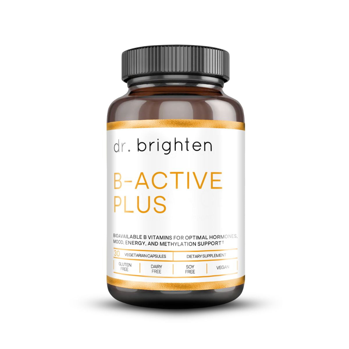 Dr. Brighten B-Active Plus - Vegan B Vitamins Dietary Supplement in Their Coenzymated Forms (30 Count)