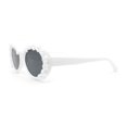 thumbnail image 3 of Womens Iridescent Rose Flower Stud Oval Mod Fashion Sunglasses White - Black, 3 of 4