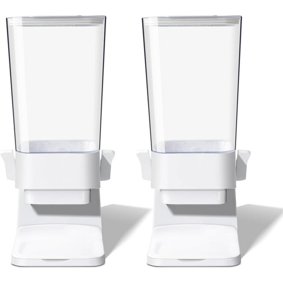 Cereal Dispenser Countertop, 5L Cereal Containers Storage Dispenser for Pantry, Large Dry Food Cereal Dispenser, Not Easy to Crush Cereal, Can Hold Oatmeal, Snack, Grain, Pet Food (White, 2Pc)