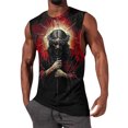 thumbnail image 2 of BRGZLK Mens Sleeveless T-Shirt Round Neck Cross Element Print Loose Casual Muscle Tank Tops Slim Fit Comfy Gym Workout Streetwear Tank, 2 of 5