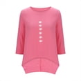 thumbnail image 7 of YuXingFu Cotton Tops for Women Crew Neck A-Line Split Hem 3/4 Sleeve for Casual Plus Size Blouses Dressy Hot Pink L, 7 of 7