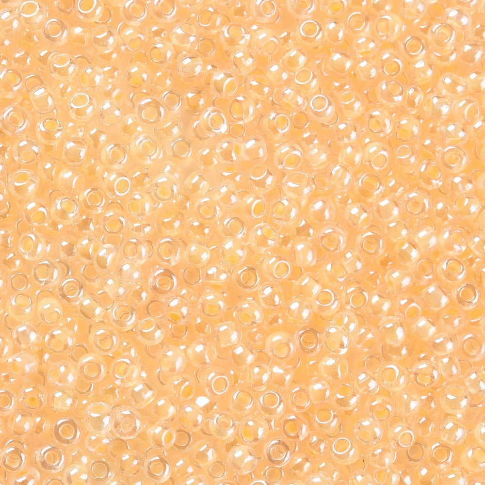 11/0 Grade A Round Glass Seed Beads Transparent Inside Colours Luster Plated Gold 2.3x1.5mm Hole: 1mm about 48500pcs/pound
