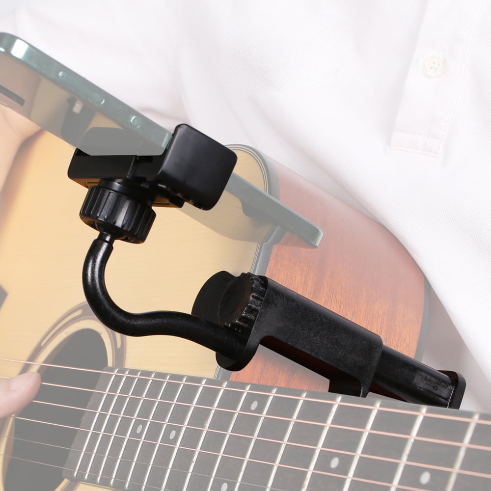 Guitar Phone Holder, Adjustable and Rotatable Mount for Guitars, Ukuleles, and Basses, Hands-Free Sheet Music Stand for Video Recording, Live Streaming, and Online Teaching