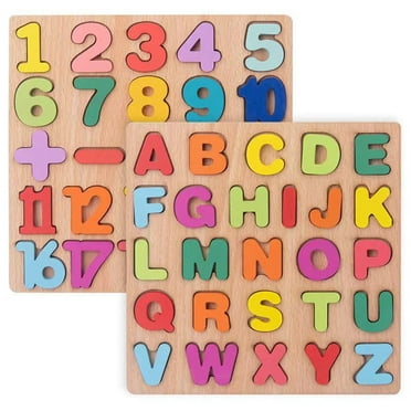 Puzzles for Toddlers,3 Pack Wooden Alphabet Number Shape ABC Name Puzzles Toys for Kids 1-3 Years Old, Montessori Preschool Educational Gift Learning Letter Puzzles Toys Ages 1 2 3 4 5