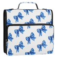 thumbnail image 2 of Water-Resistant 3-Ring Binder Organizer with Multiple Pockets Zipper Binder Bag for Office Blue Bows Pattern, 2 of 8
