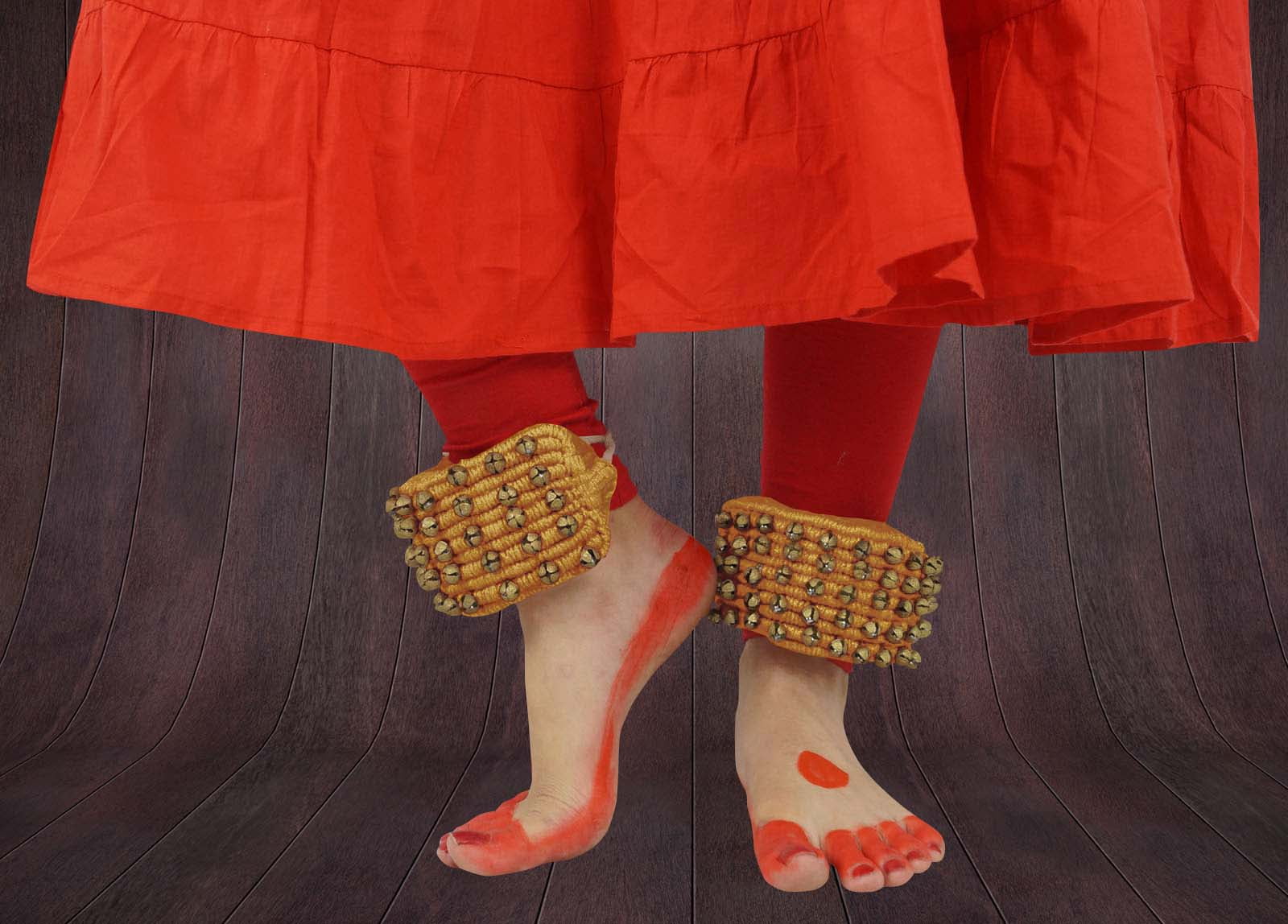 Banithani Indian Traditional 5 Line Classical Kathak 12 No Ghungroo Anklets Dancing Ankel Bracelet Pair Jewelry-Beige