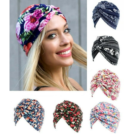 Turban Beanie Hat Fashion Floral Pattern Soft Chemo Hats Beanie Caps for