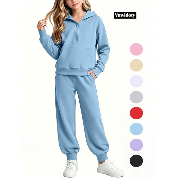 Vmvidoty Half Zip Drop Shoulder Long Sleeve Tracksuit 2 Piece Activewear Set Sweatsuits Toddler 5-6 Years