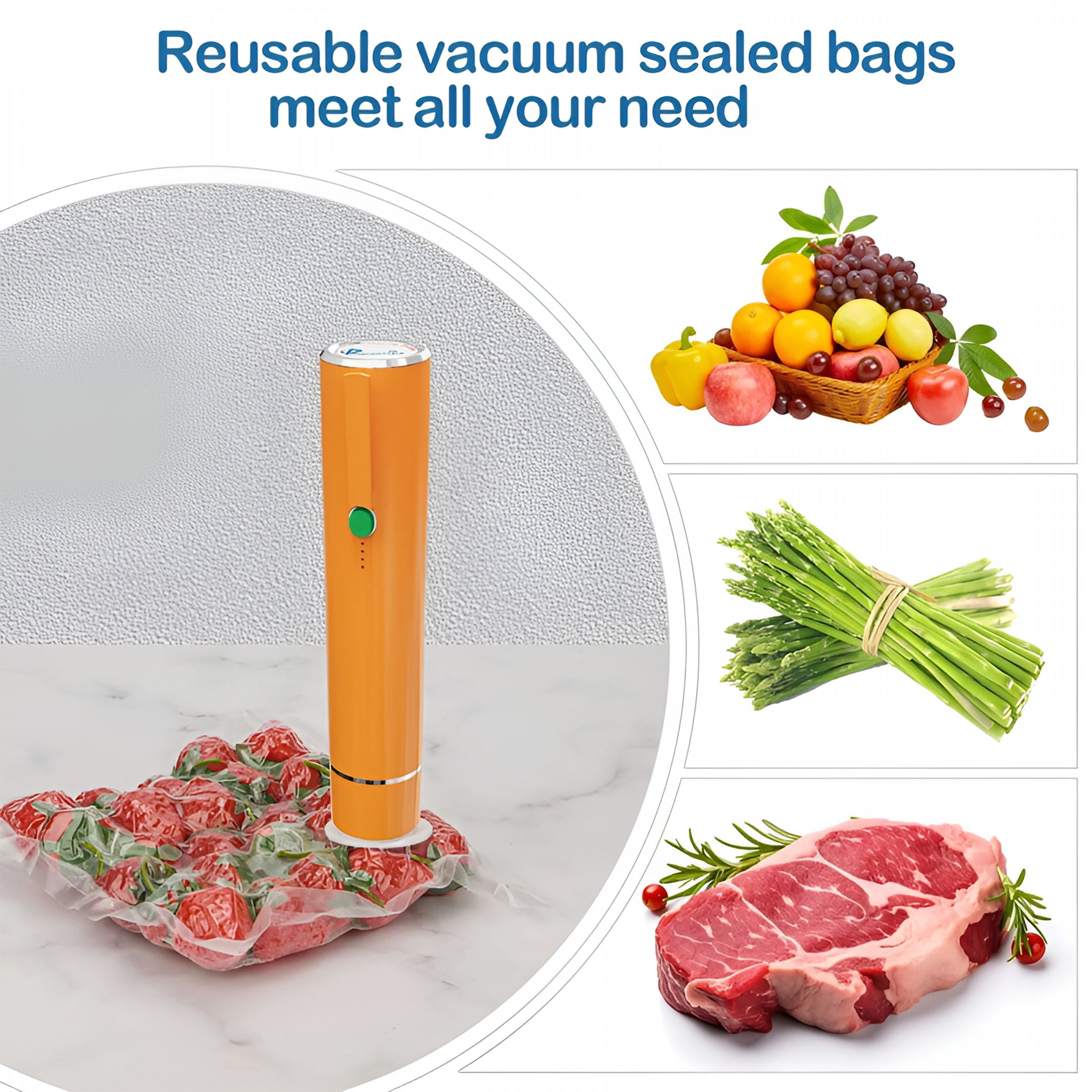 ACDANC 40PCS Vacuum Sealer Bags for Food with Air Valve, Reusable Sous Vide Bags (20 large+20 small)
