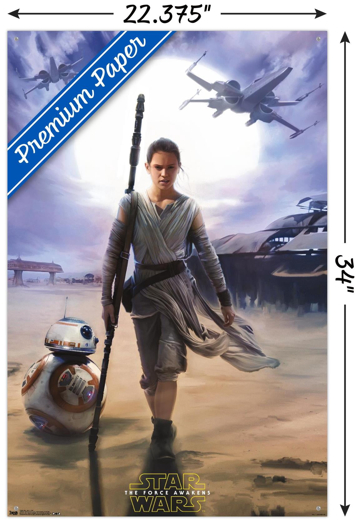 Star Wars: The Force Awakens - Rey Wall Poster with Push Pins, 22.375" x 34"