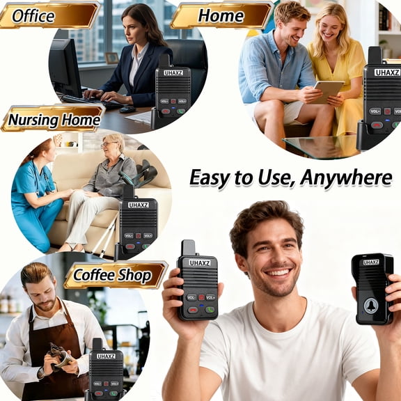 UHAXZ-Full Duplex Wireless Intercom Doorbell, 1000ft Long Range, Hands-Free Intercom Door Bell 2 Way Communication,Intercom for Home(Black1 Pack