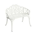 thumbnail image 3 of Gzxs Patio Balcony Bench, Anti-Rust Cast Aluminum Patio Garden Bench for Park Yard Outdoor Furniture, Tulip Floral Design, White, 3 of 9