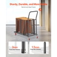 thumbnail image 3 of VEVOR Folding Chair Rack, 300 LBS Capacity, L-shape Horizontal Placement Chair Cart for 25 Chairs, Heavy-duty Metal Chair Storage Dolly with Rubber Wheels and Holders,Large Chair Holder,Matte Black, 3 of 9