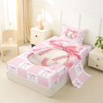thumbnail image 2 of Erosebridal Pink Bow Baseball Twin Sheet Sets 3pcs for Kids Girls,Geometric Plaid Bedding for Teens Female Women,Lightweight Room Decor, 2 of 5