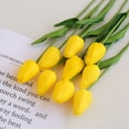 thumbnail image 1 of 9 piezas de tulipanes artificiales de color naranja, flores falsas, tallos de tulipán de tacto real, tulipanes de poliuretano para Pascua, corona de primavera, arreglo floral, centro de mesa, ramo de boda, decoración de mesa de cumpleaños, 14 pulgadas de alto ER, 1 of 5