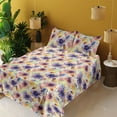 thumbnail image 2 of Ambesonne Aquarelle Flowers Fitted & Flat Sheet with Shams 4 Pcs Set, Dreamy Floral Art, Queen, Pale Yellow Lavender, 2 of 5