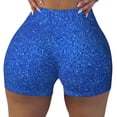 thumbnail image 2 of Fotbe Blue Glitter Shorts Sin Costuras – Shorts Deportivos de Cintura Alta para Mujer, Elásticos para Gimnasio, Yoga, Running o Ciclismo-Medium, 2 of 8