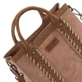 thumbnail image 3 of Wrangler Womens Braided Tote Bag Western Style Suede Top Handle Handbag With Detachable Crossbody Strap, Dark Pink, 3 of 6