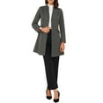 thumbnail image 2 of Abrigo largo de una sola botonadura de manga larga con escote en V elegante para mujer Inspire Chic, color gris oscuro, talla M, 2 of 6