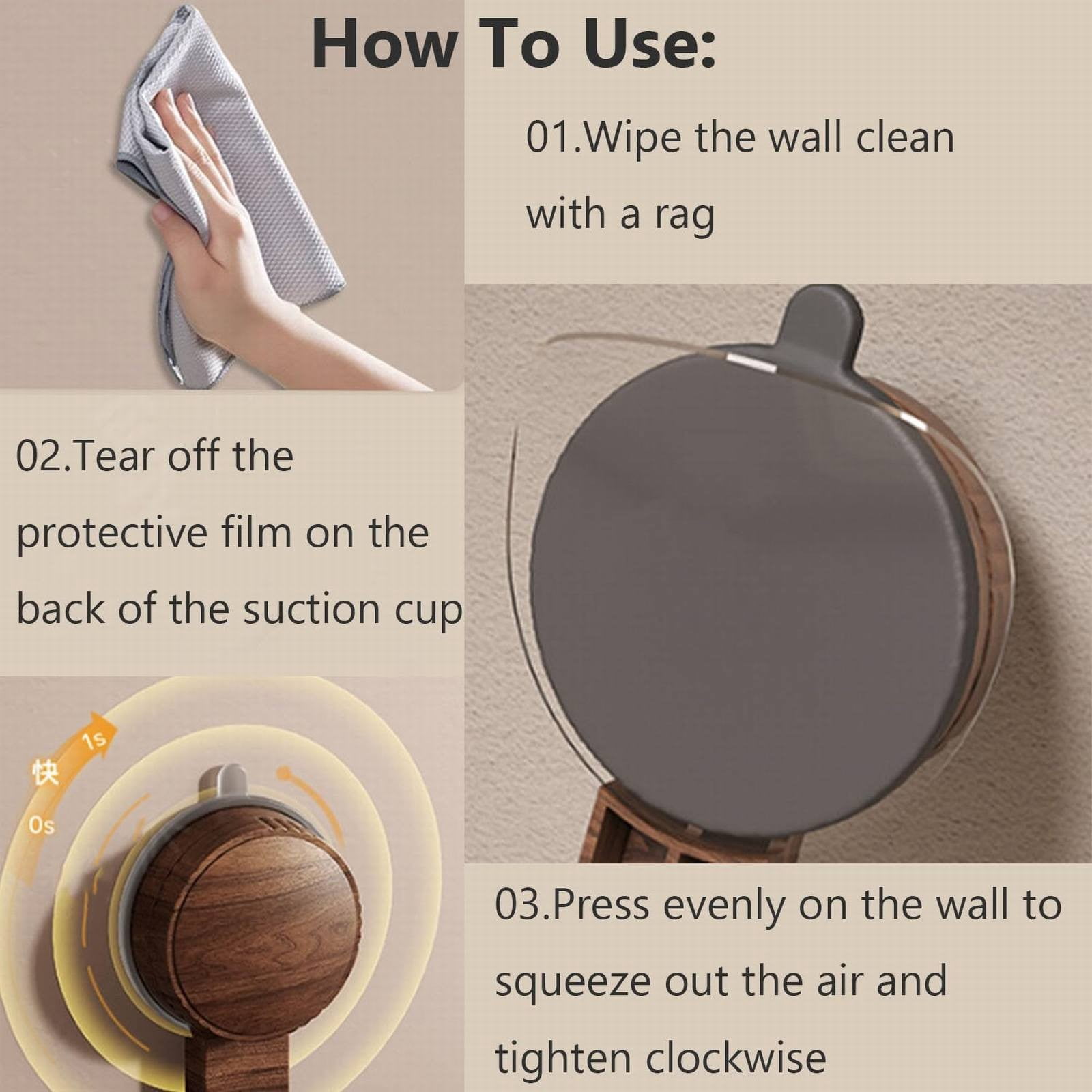 XKHHLH No Drill Wall Mount Suction Cup Organizer Holder, Suction Cup Walnut Paper Towel Holder, Strong Suctions Cups for Bathroom & Kitchen