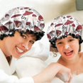 thumbnail image 6 of Shower Caps,Red Mushroom Plant White Pattern Waterproof Shower Cap for Women 4 Pieces,Double Reusable Hair Cover for Shower PEVA Elastic Stretch Hem, 6 of 7