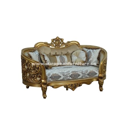Luxury Antique-Bronze & Jacquard Fabric BELLAGIO Loveseat EUROPEAN FURNITURE