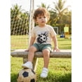 thumbnail image 5 of BemeyourBBs Toddler Baby Boy Football Outfit Infant Baby Boys Summer Clothes Short Sleeve Soccer Graphic T-Shirt and Solid Color Drawstring Pockets Shorts Set Toddler Boys Summer Outfit, 5 of 9