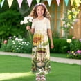 thumbnail image 4 of Uourmeti Girls Casual Dresses Swing Cute Frog Sunflower Printed Short Sleeve Loose Maxi Dresses for Birthday Party, Kindergarten, Daily Wear, Size 11-12 Years, 4 of 7