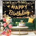 thumbnail image 5 of Happy Birthday Backdrop Banner Black Gold Happy Birthday Poster Photo Booth Background for Men Women Birthday Anniversary Party Decoration Supplies, 5 of 5