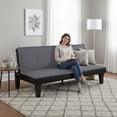 thumbnail image 3 of BSHTI 63.2" Futon Sofa Bed – 3-Position Adjustable Backrest, Faux Suede Upholstery with Piping Edge, Solid Wood Frame, Space-Saving for Home Office Guest Room,Grey, 3 of 12
