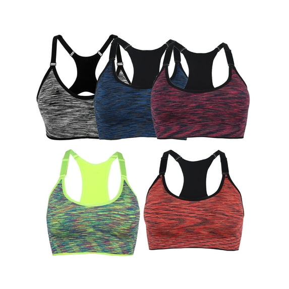 YouLoveIt 1/3/5 pack Racerback Sports Bra Seamless Sports Bra Adjustable Strap and Removable Pad Tank Top Active Gym Yoga Workout Sports Bras